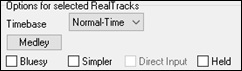 Options for Selected RealTrack: